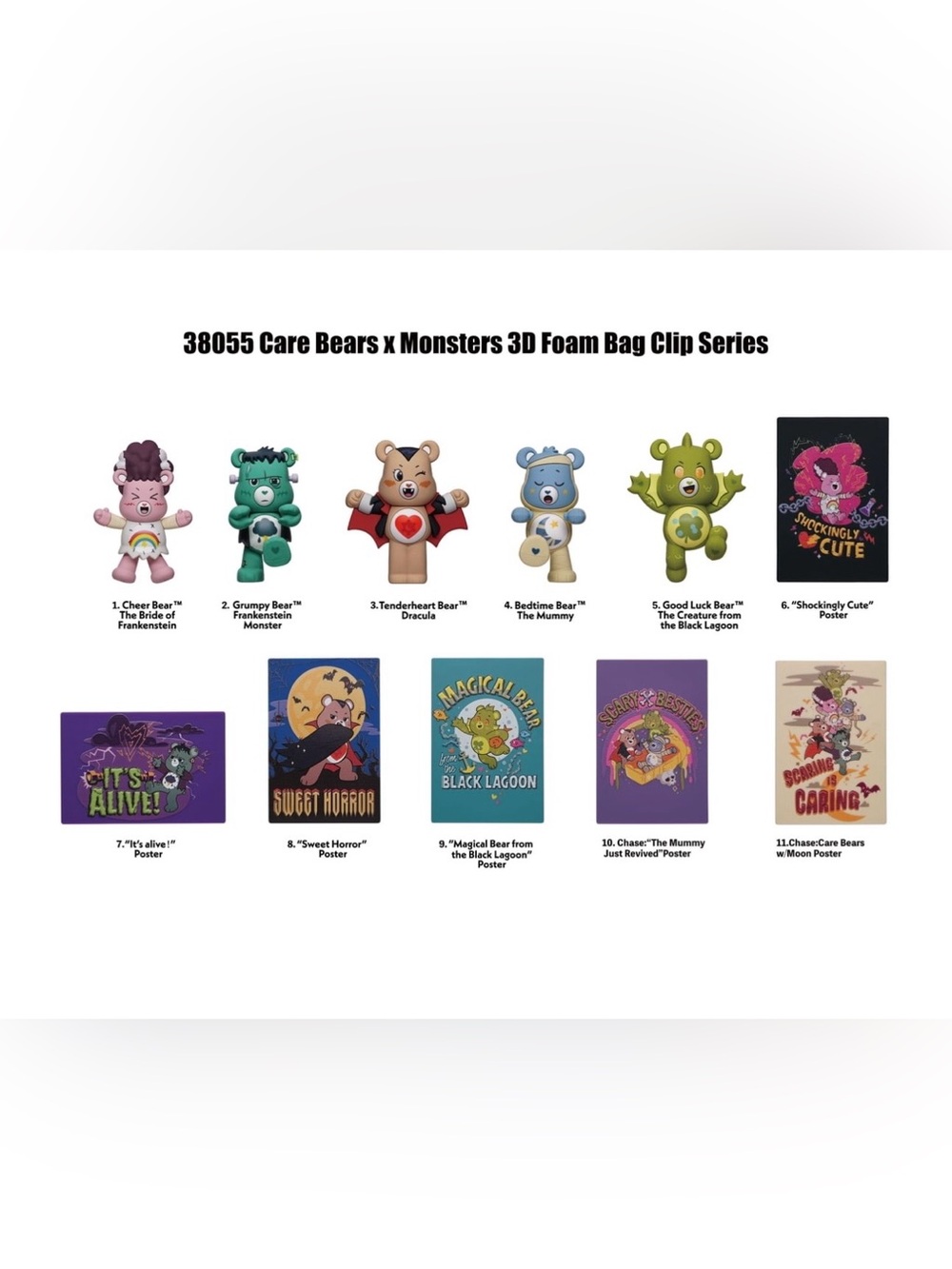 12 Care Bears X Universal Monsters 3D Foam Clip Mystery Bags